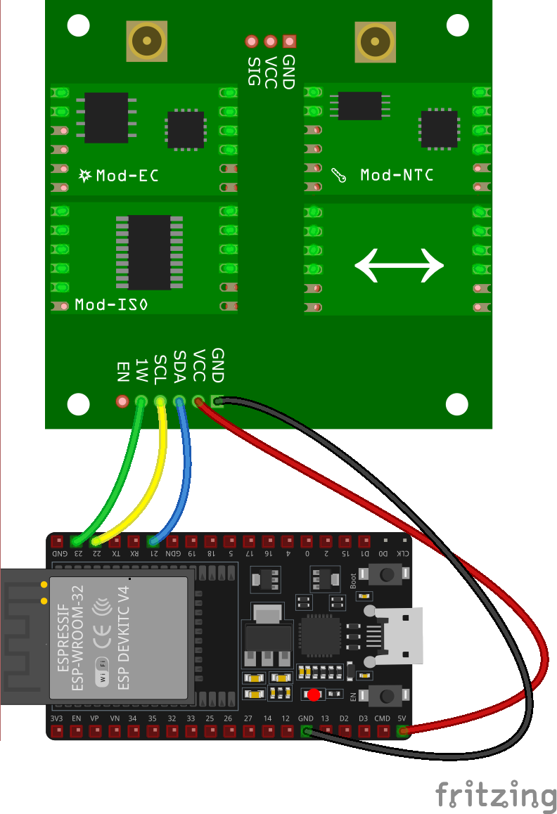 Wiring for ESP32 and the sensor module